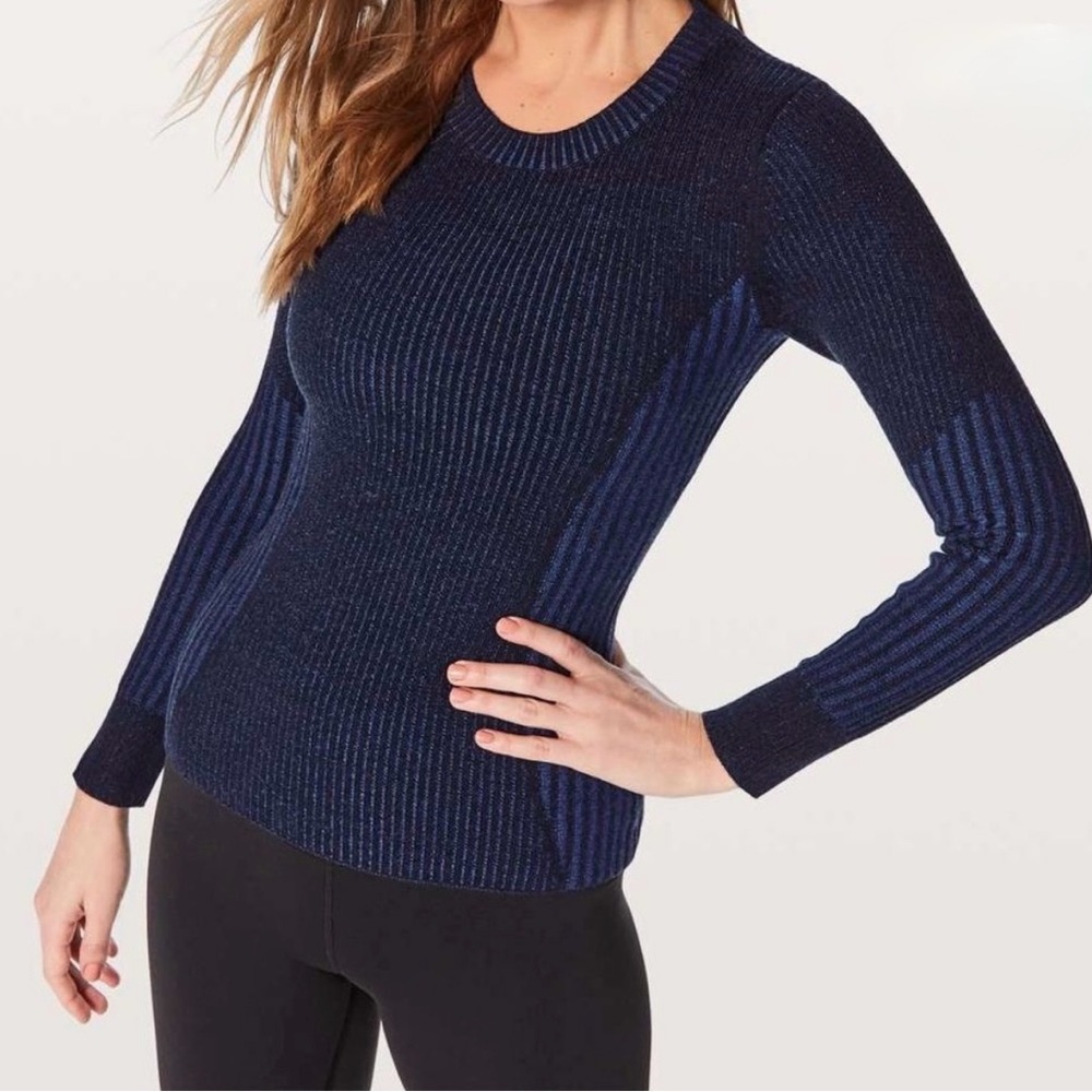 Lululemon Feeling Balanced Moroccan Merino Blue Wool Sweater